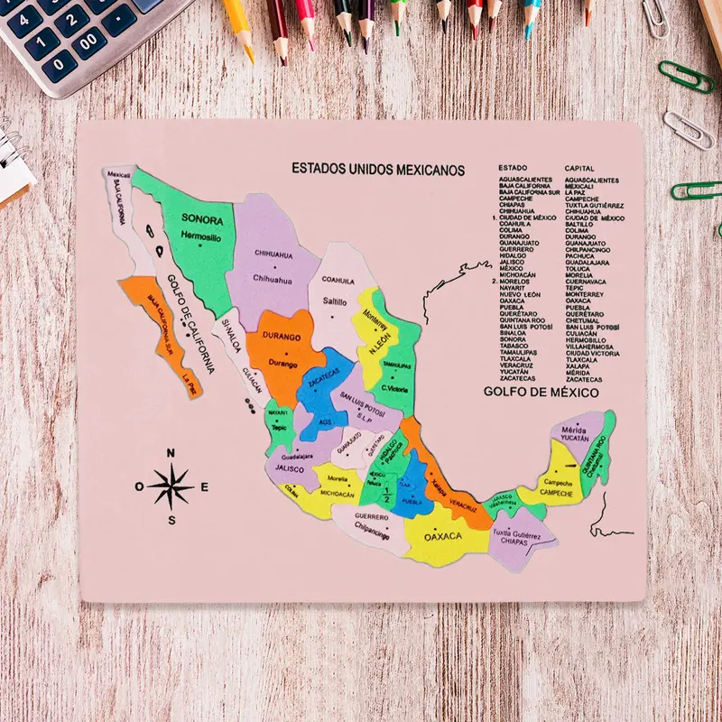 Mapa Didáctico De Foamy De Los Estados Unidos Mexicanos, Color Rosa 2