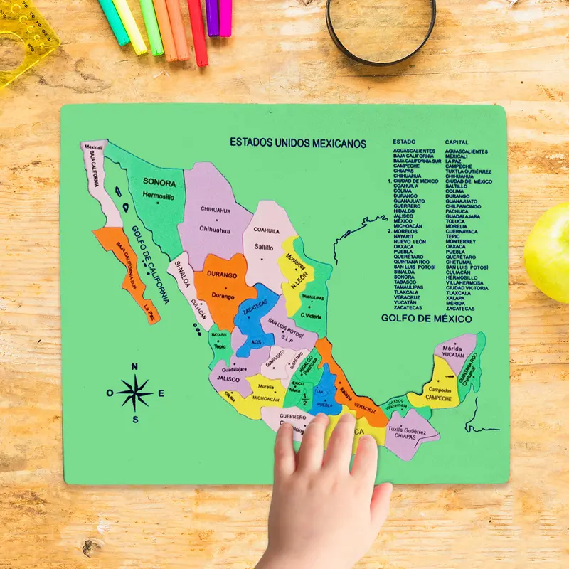 Mapa Didáctico De Foamy De Los Estados Unidos Mexicanos, Color Verde 1