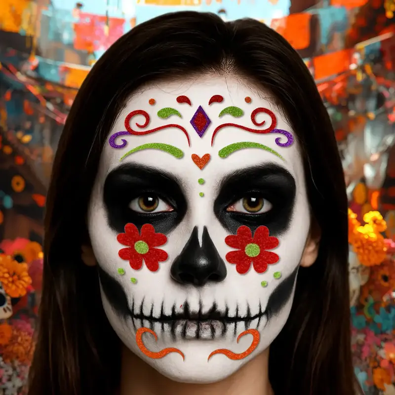 Maquillaje De Catrina, Flor, Sticker 1