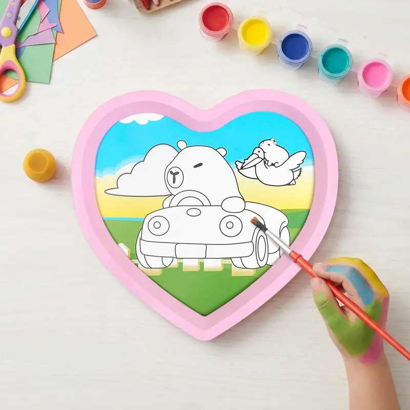 Marco De Corazón, Diy, Acuarelas, Color Rosa 2