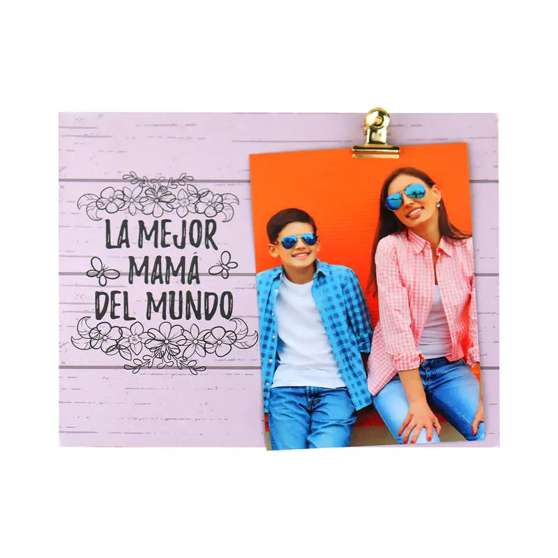 Marco De Madera Para Fotos Con Clip De Metal "La Mejor Mamá Del Mundo" 2