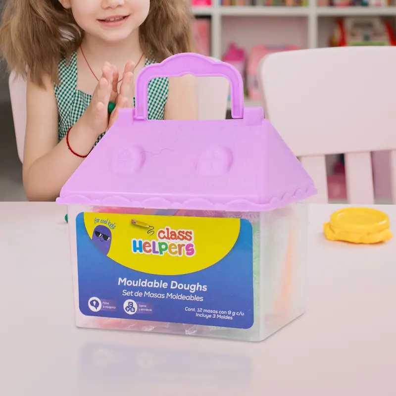 Masa Moldeable Figura De Casita, 12Pza. 3 Moldes Color Lila 1