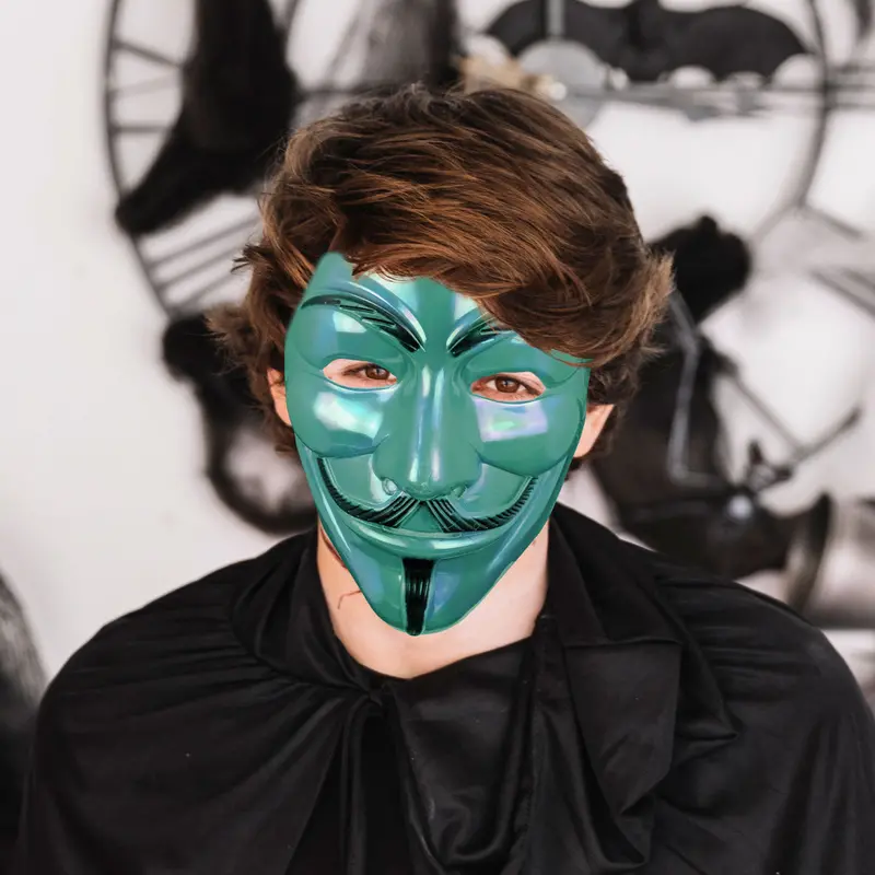 Máscara Anonymous Color Verde Para Disfraz De Halloween 1