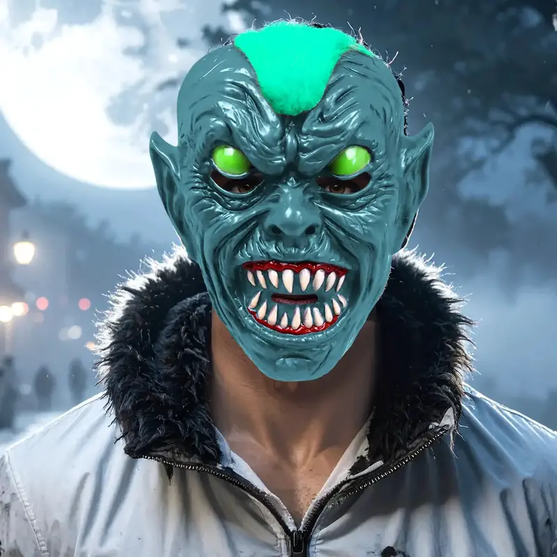 Máscara, Color Verde, Disfraz De Halloween 1
