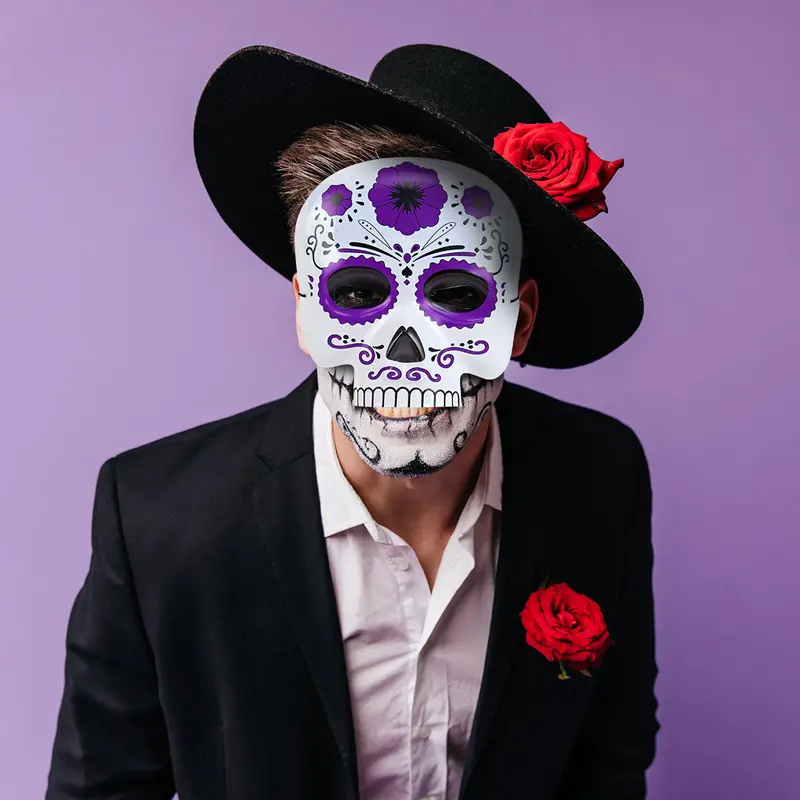 Máscara Con Diseño De Calavera, Color Morado 1