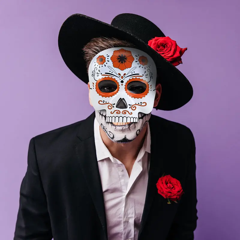 Máscara Con Diseño De Calavera Color Rojo 1