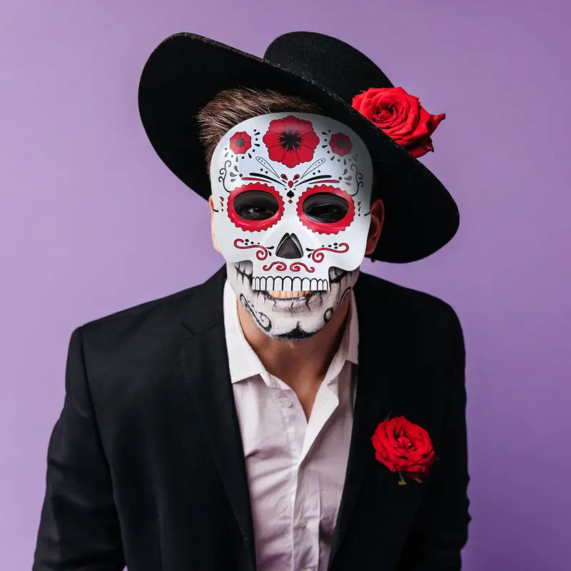 Máscara Con Diseño De Calavera, Color Rojo 1