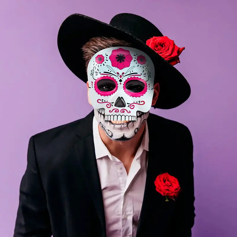 Máscara Con Diseño De Calavera, Color Rosa 1