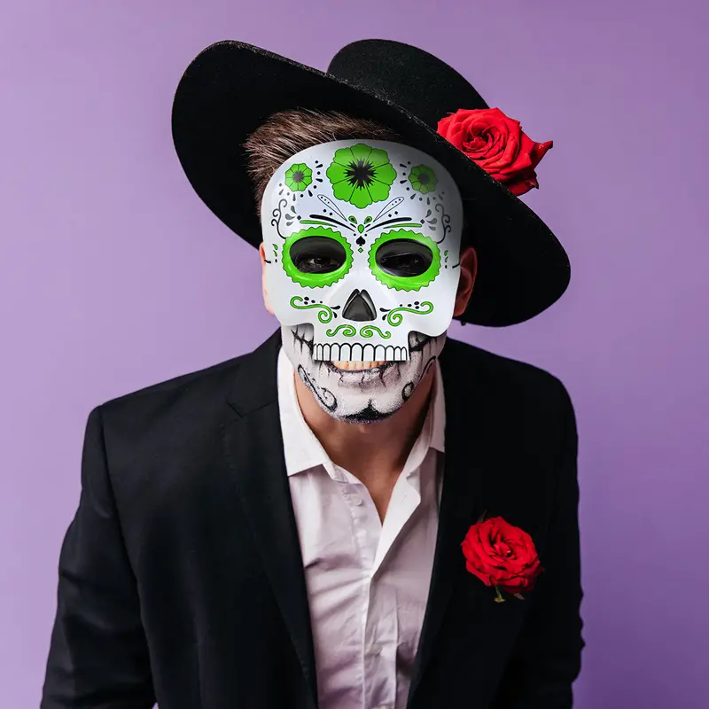 Máscara Con Diseño De Calavera, Color Verde 1
