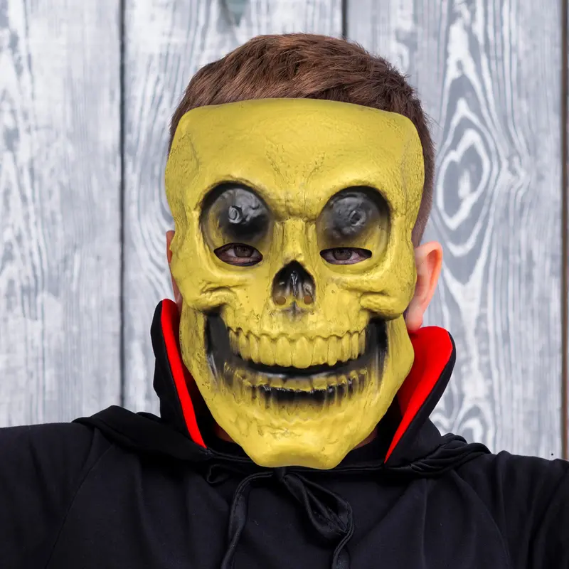 Máscara Con Diseño De Cráneo Sonriente Para Disfraz De Halloween 1