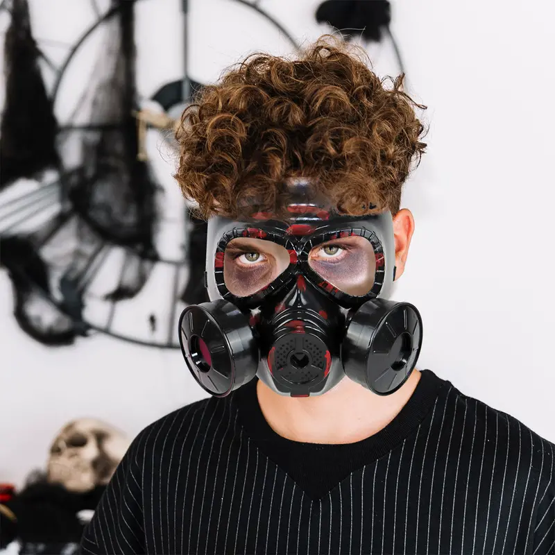 Máscara De Gas Color Negro Con Rojo Para Disfraz 1