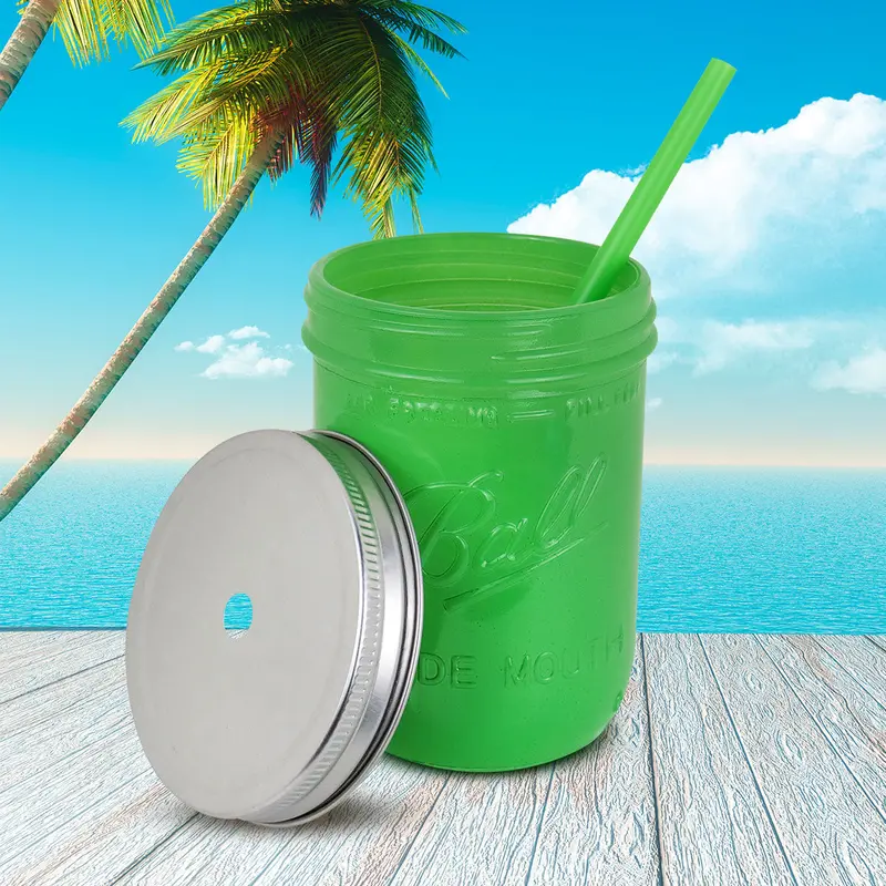 Mason Jar Color Verde 350Ml 2