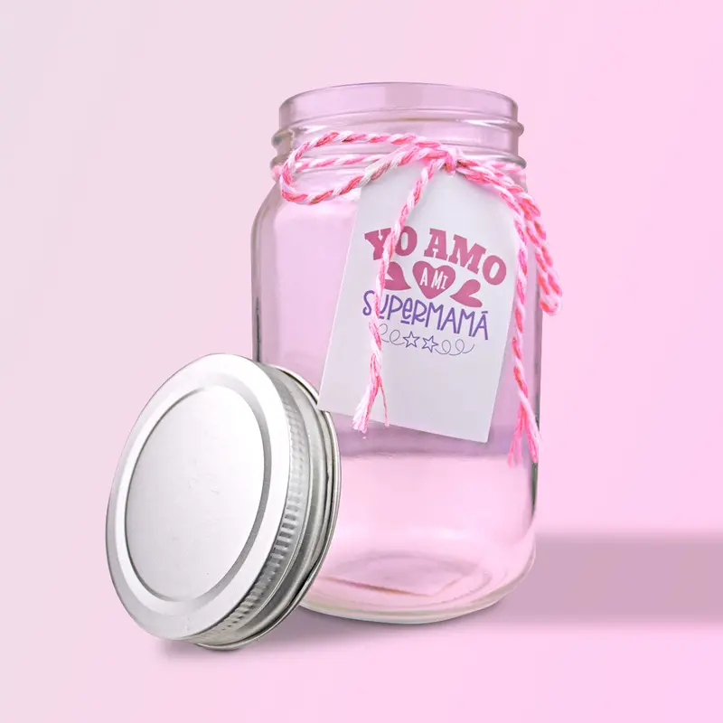 Mason Jar De Vidrio Decorado Te Amo Mamá, Día De Las Madres 2