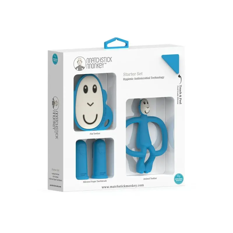Matchstick Monkey Monkey Teething Starter Set - Blue 1