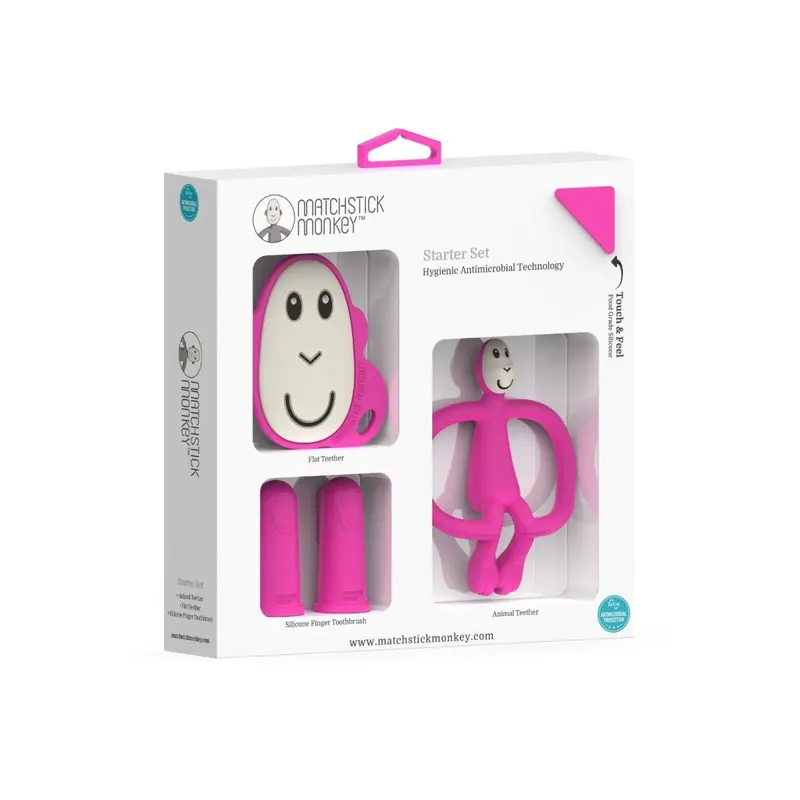 Matchstick Monkey Monkey Teething Starter Set - Pink 1