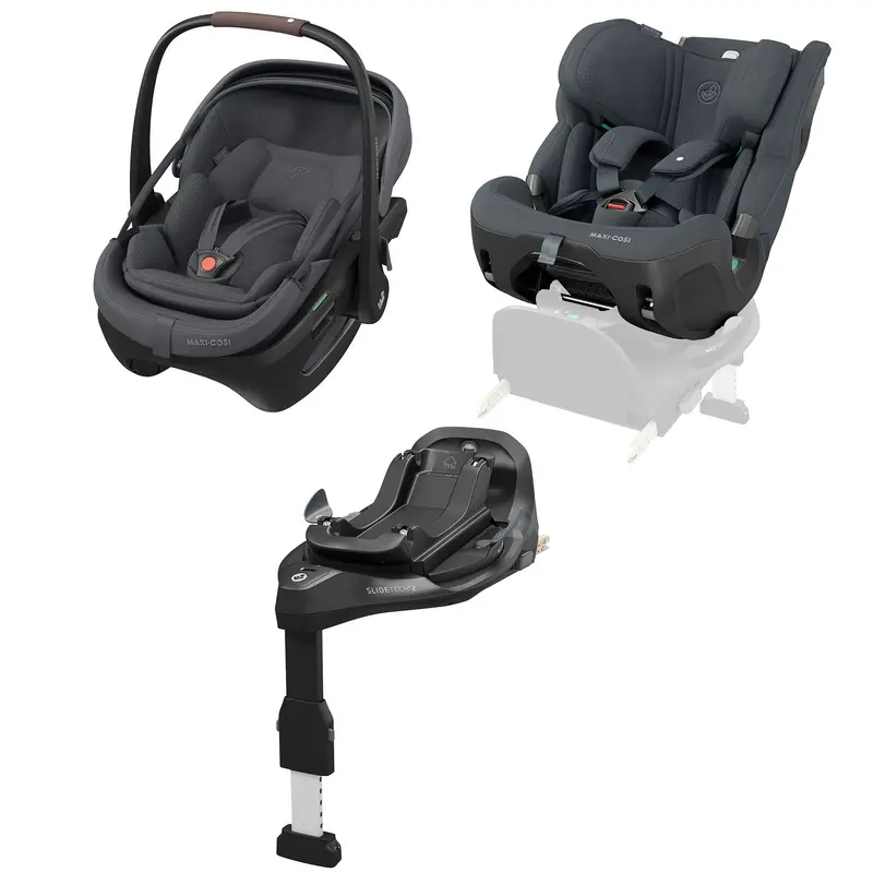 Maxi-Cosi Coral Slide Pro, Pearl Xl Slide Pro & Base Bundle In Moon Graphite 1