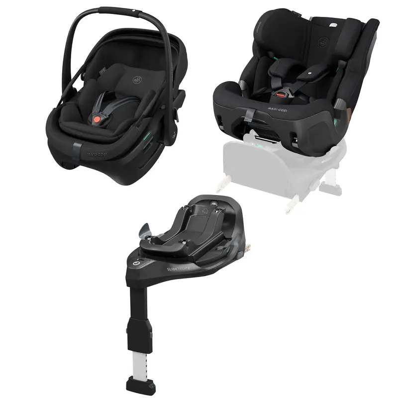 Maxi-Cosi Coral Slide Pro, Pearl Xl Slide Pro & Base Bundle In Onyx Black 1