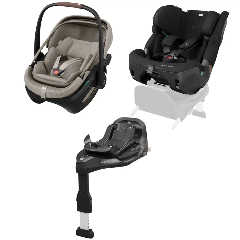 Maxi-Cosi Coral Slide Pro, Pearl Xl Slide Pro & Base Bundle In Sapphire Sand 1