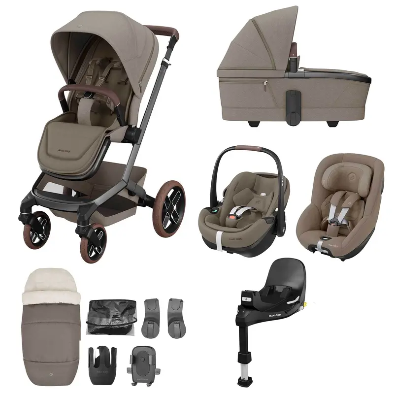 Maxi-Cosi Fame 10 Piece Premium Family 360 Pro Bundle In Twillic Truffle (Brown Wheels) 1