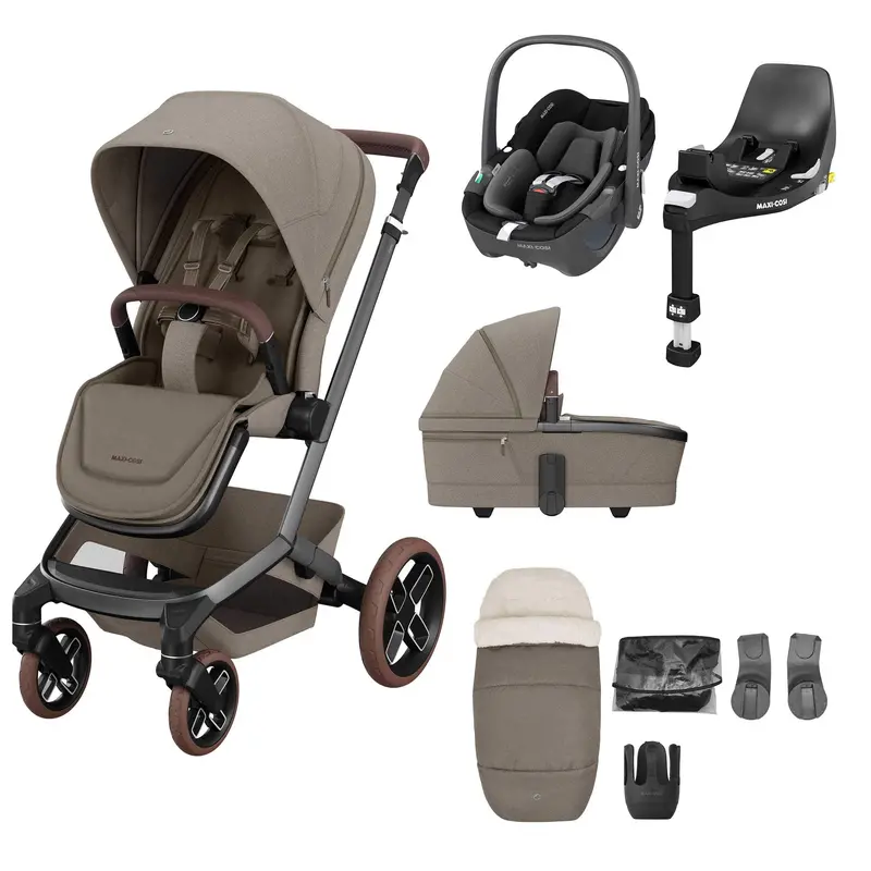 Maxi-Cosi Fame 8 Piece Complete Bundle In Twillic Truffle (Brown Wheels) 1