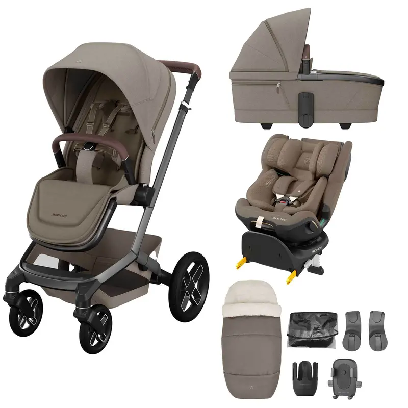 Maxi-Cosi Fame 9 Piece Emerald 360 Pro 2 Bundle In Twillic Truffle (Black Wheels) 1