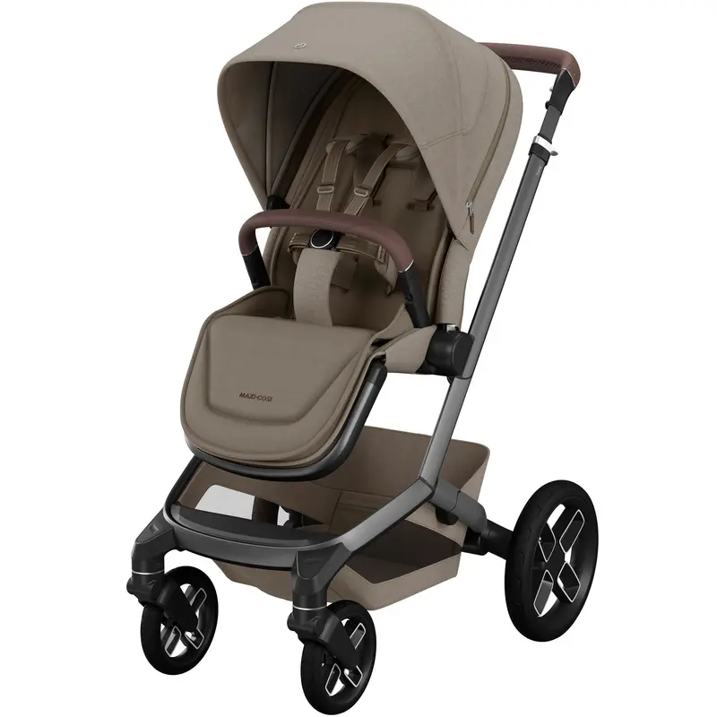 Maxi-Cosi Fame 9 Piece Premium Bundle In Twillic Truffle (Black Wheels) 2
