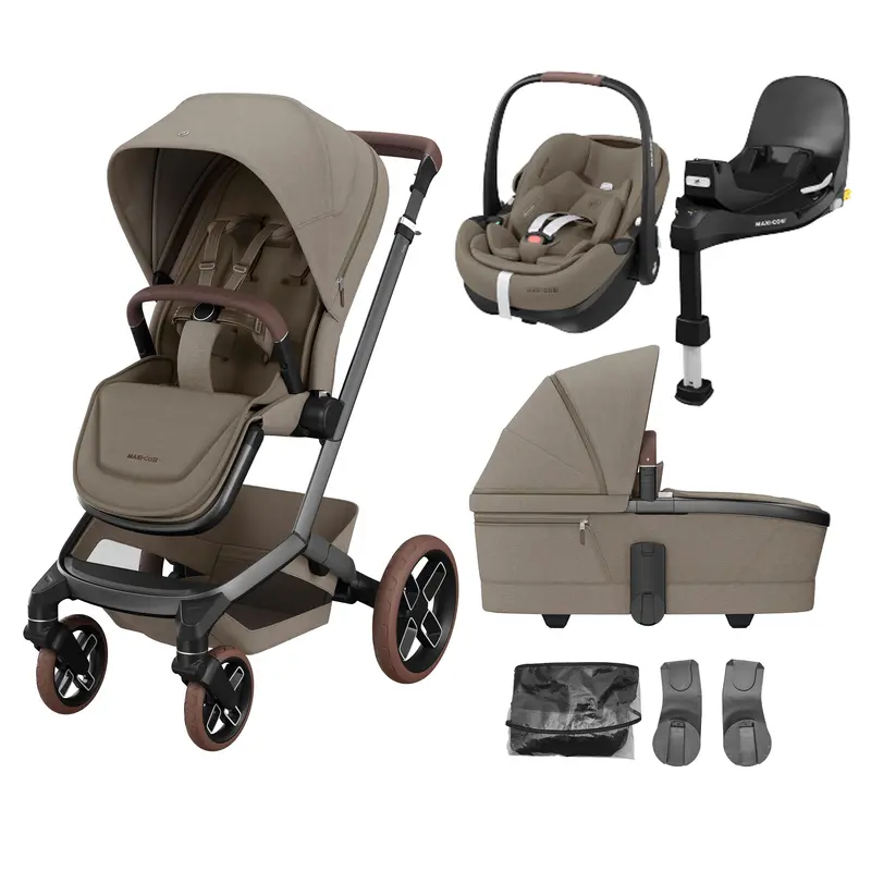 Maxi-Cosi Fame Travel System (Pebble 360 Pro 2 & Base Kit) In Twillic Truffle - Brown Wheels 1
