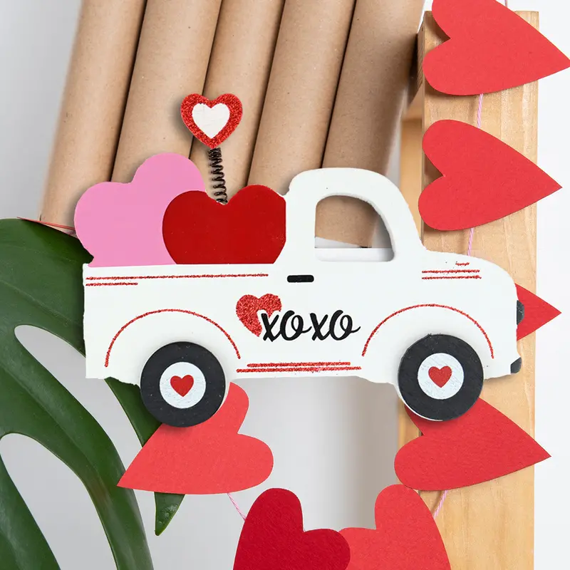 Mdf Decorativo Camioneta Xoxo San Valentín, Color Blanco 1