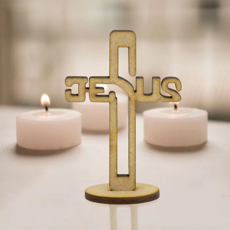 Mdf Decorativo Cruz Jesús 10Cm 1