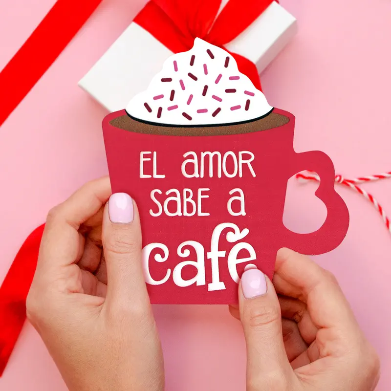Mdf Decorativo Taza San Valentín, Color Rojo 1