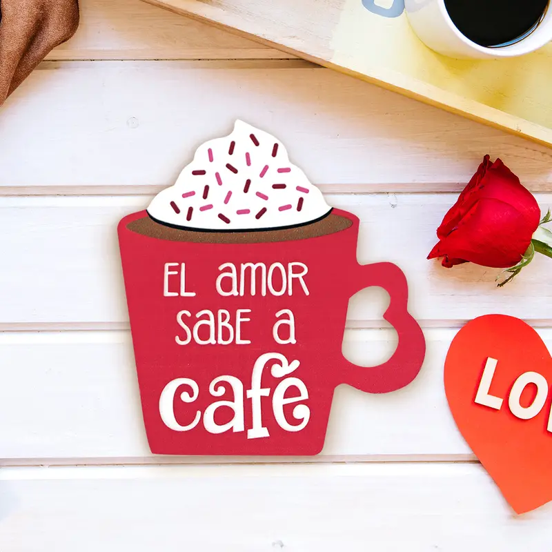 Mdf Decorativo Taza San Valentín, Color Rojo 2