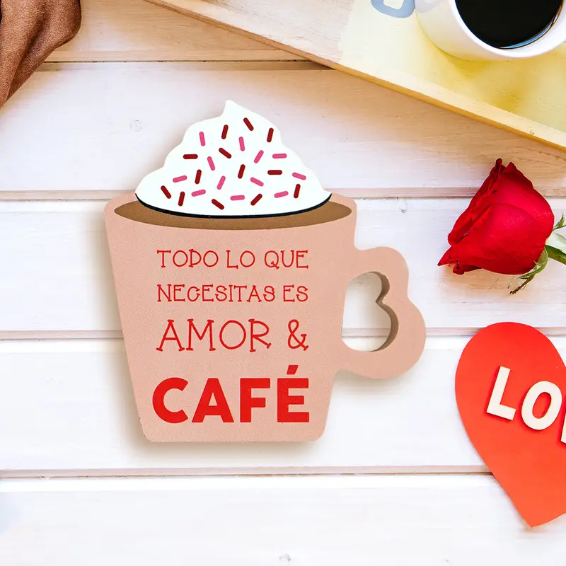 Mdf Decorativo Taza San Valentín, Color Rosa 2