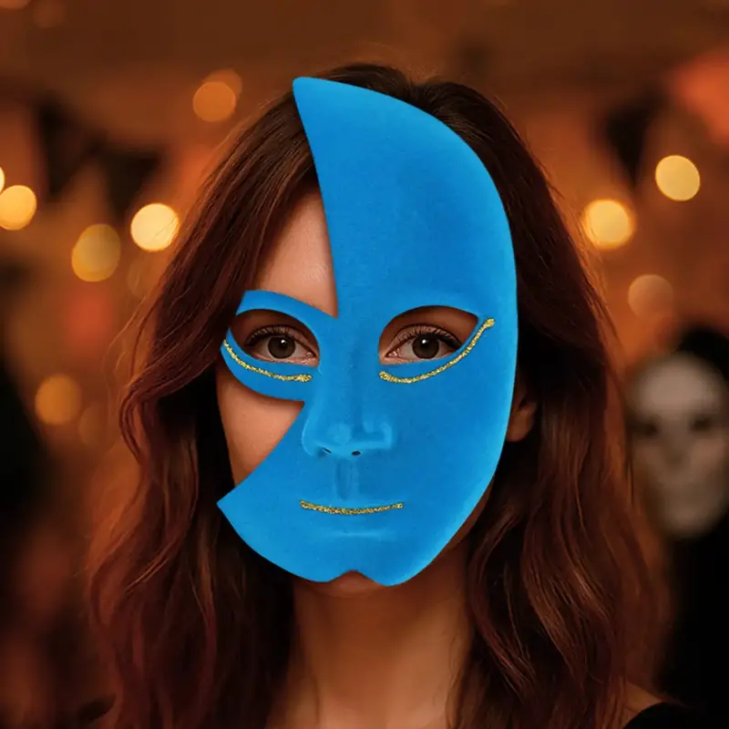 Media Máscara De Plástico, Color Azul 1