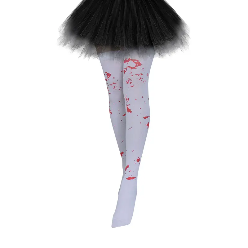 Medias Color Blanco Con Manchas De Sangre Falsa Para Disfraz De Bruja 2