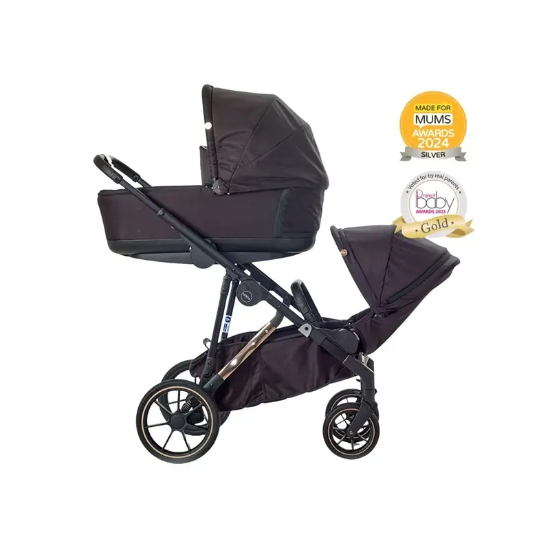 Mee-Go Uno Plus 2-In-1 Pushchair & Pram - Black/Rose 1
