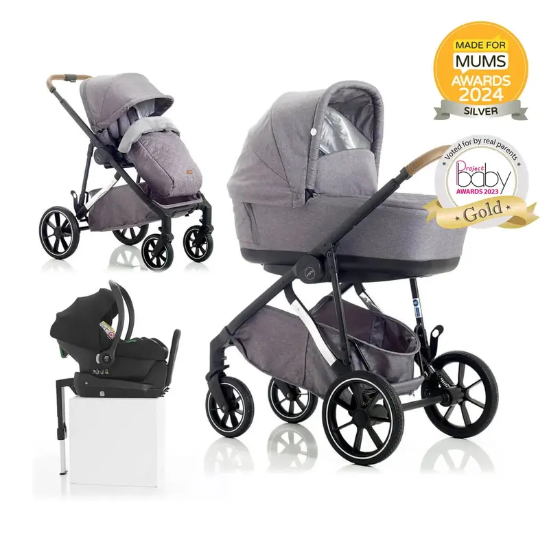 Mee-Go Uno Plus 3-In-1 With Isofix Base Travel System - Grey/Chrome 1