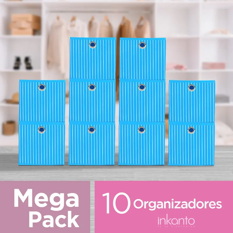 Mega Pack De 10 Cajas Organizadoras Multiusos Non Woven Color Azul 1