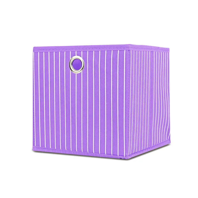 Mega Pack De 8 Cajas Cuadradas Color Morado Para Almacenamiento, Organizador Non Woven 2