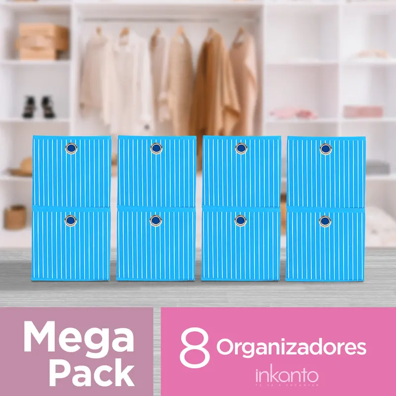 Mega Pack De 8 Cajas Organizadoras Multiusos Non Woven Color Azul 1