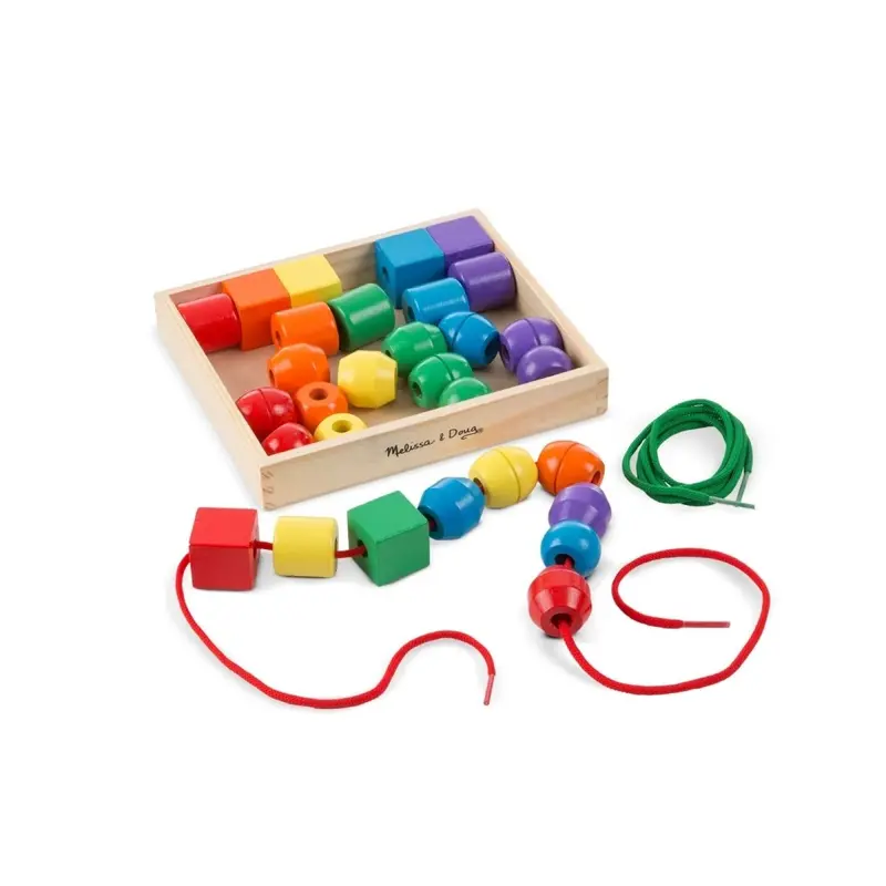 Melissa & Doug Wooden Jumbo Lacing Beads 1