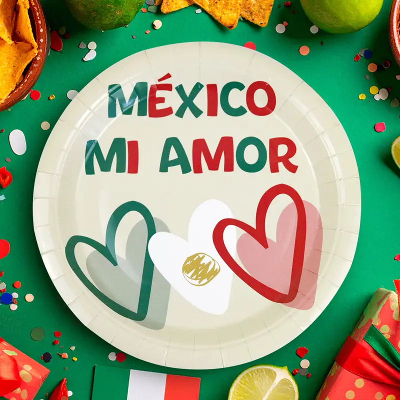México Mi Amor, Platos De Cartón, 8 Pzas 2
