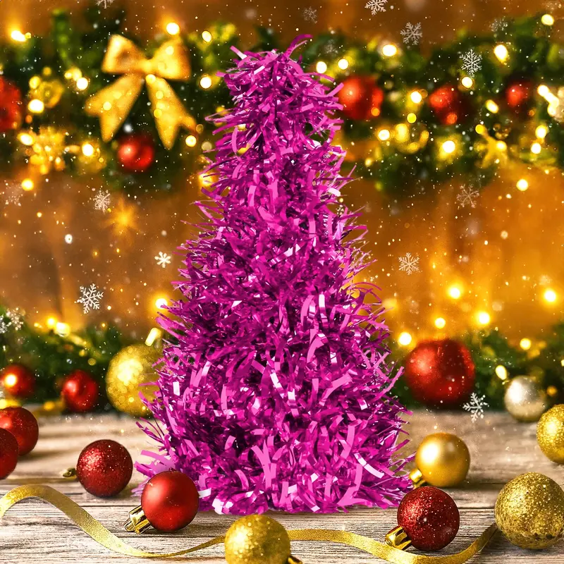 Mini Árbol, Tinsel, Color Fucsia 1