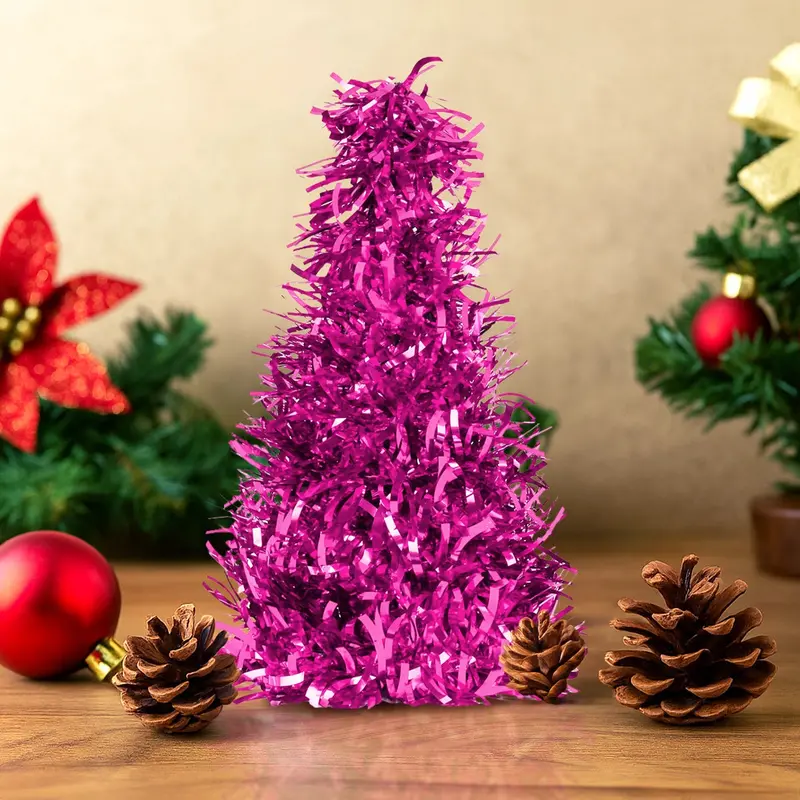 Mini Árbol, Tinsel, Color Fucsia 2