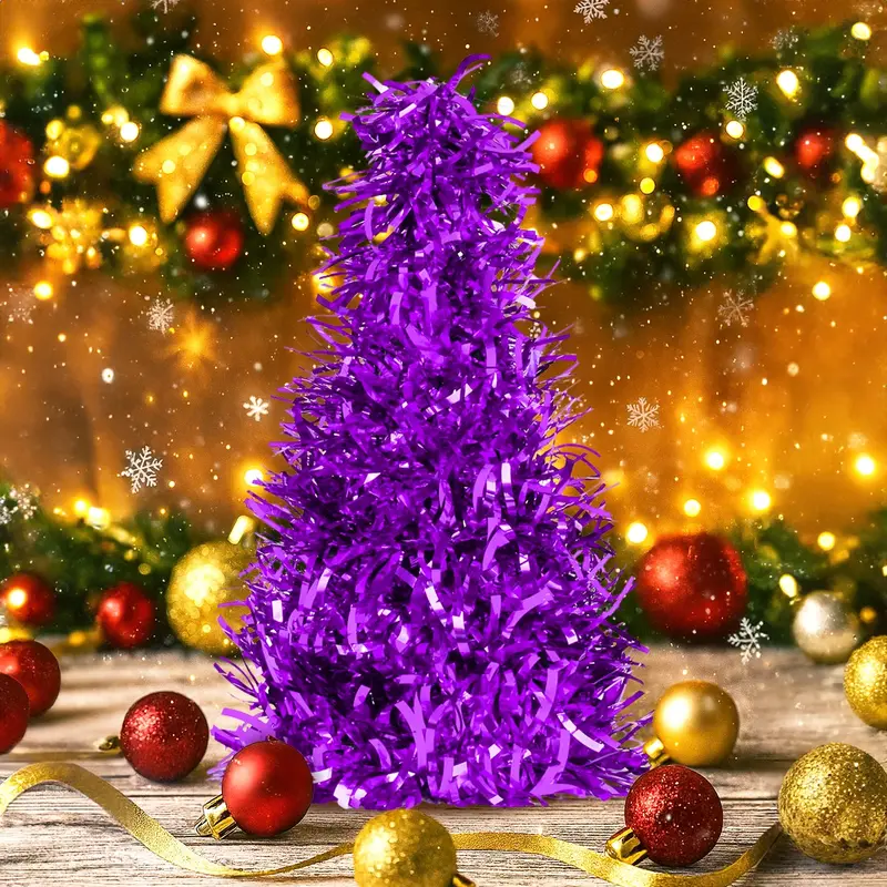 Mini Árbol, Tinsel, Color Morado 1