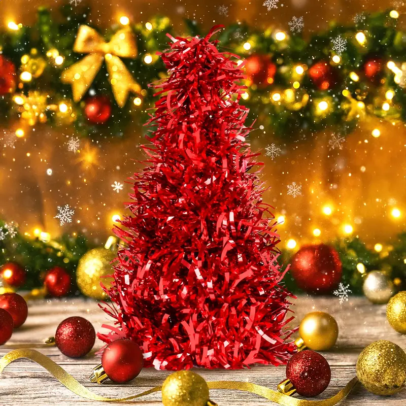 Mini Árbol, Tinsel, Color Rojo 1