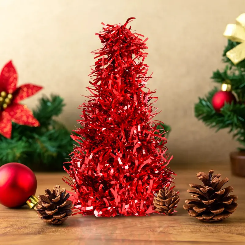 Mini Árbol, Tinsel, Color Rojo 2