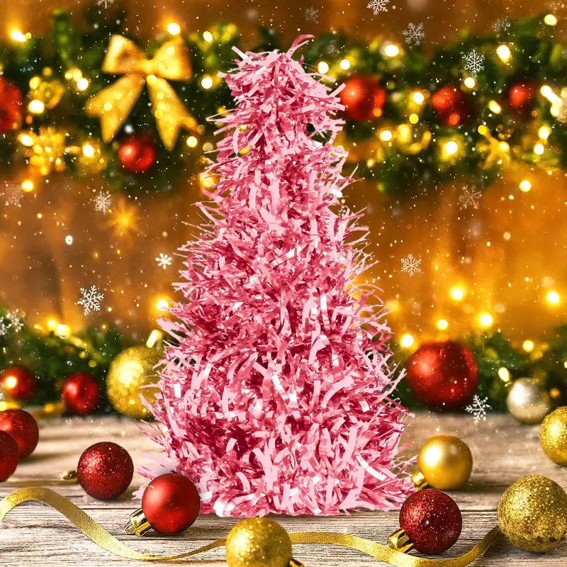 Mini Árbol, Tinsel, Color Rosa 1