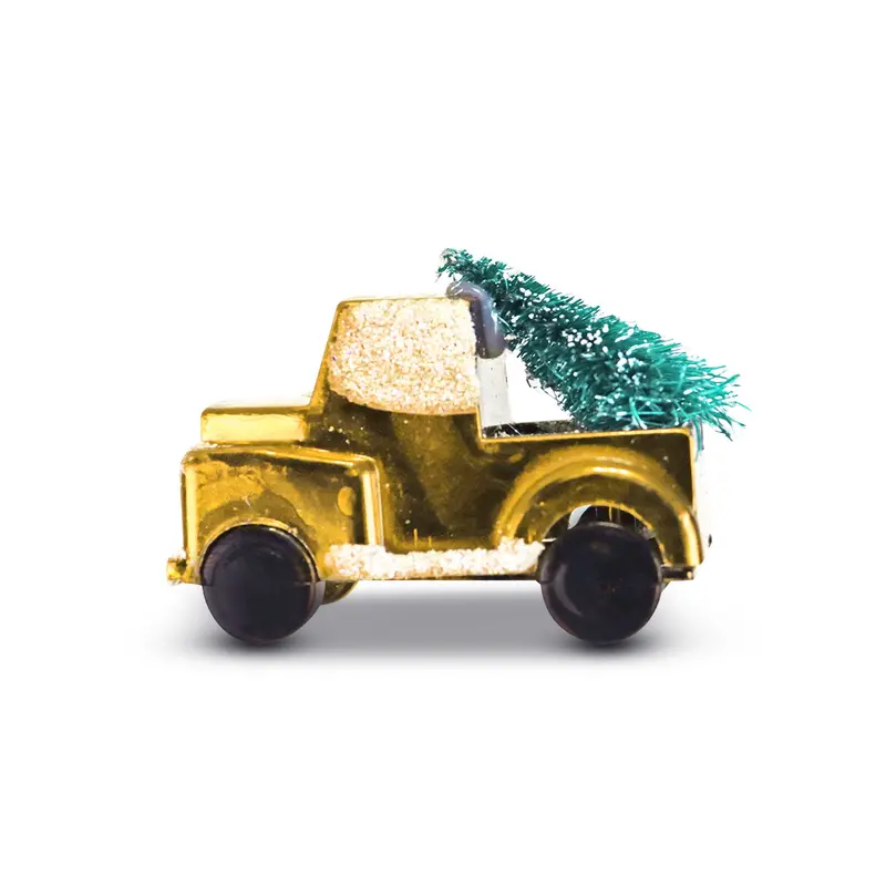 Mini Camión Vintage Color Oro Para Decoración Navideña 2