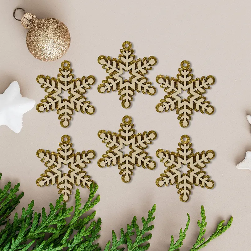 Mini Copos De Nieve, Glitter, 6 Pzas, Color Dorado 2