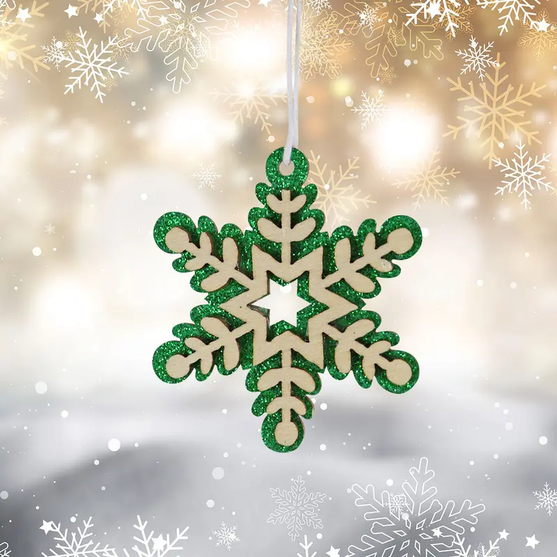Mini Copos De Nieve, Glitter, 6 Pzas, Color Verde 1